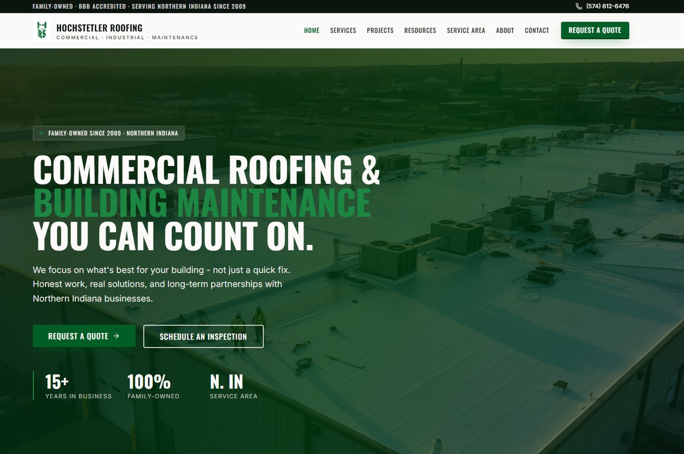 Hochstetler Roofing website